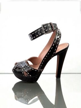 ALAIA Patent Leather Ankle Strap Platform Sandals 37
